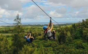people ziplining in Oahu